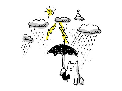 今日も降ったり止んだり、、雷