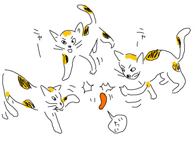 ウインナーと猫パンチ