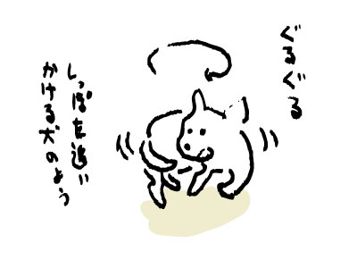 しっぽを追いかける犬