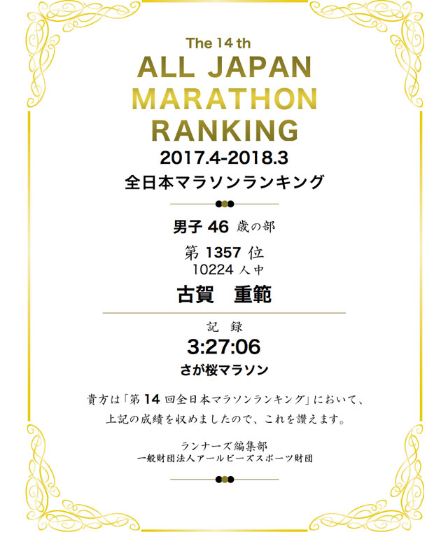 マラソンランキング 2017-18
