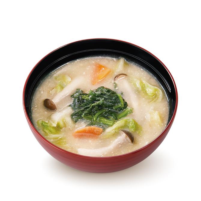 たっぷり野菜の麦みそ汁